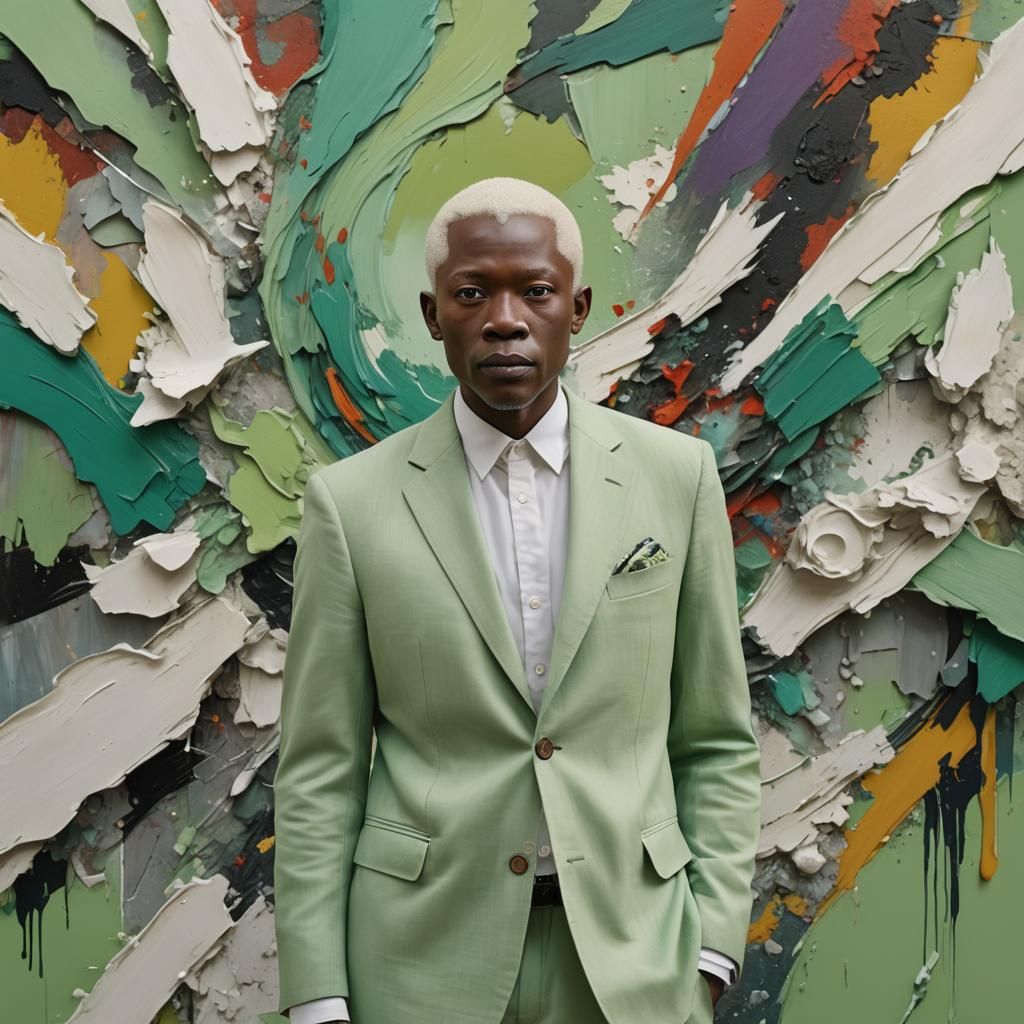 Portraiture of an Enigmatic Albino Gentleman in a Vibrant Ar...