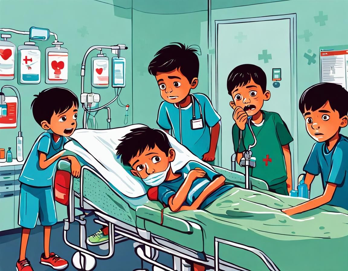 A Young Boy Overwhelmed in a Hospital Setting