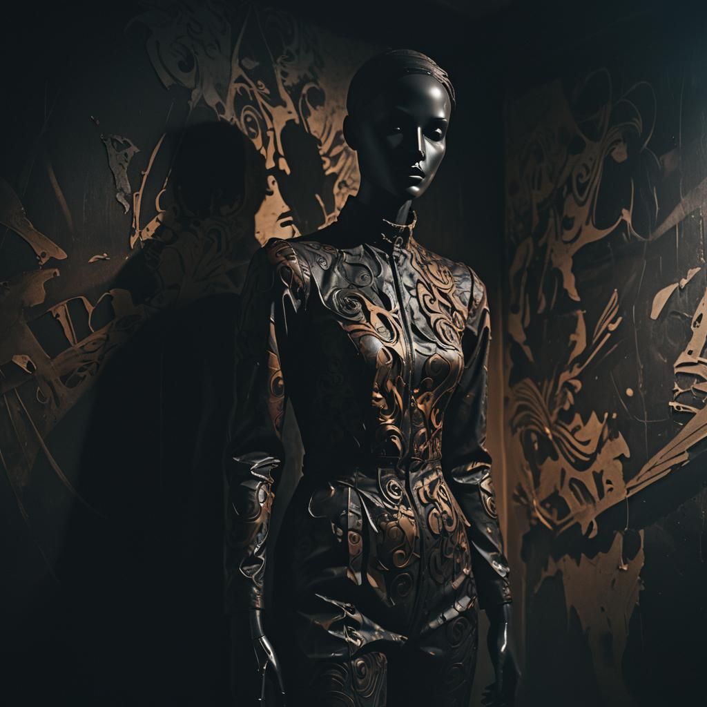 Dark Acrylic Painting of a Moody Mannequin