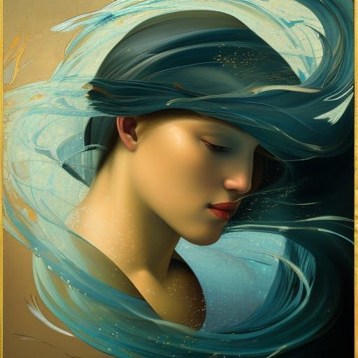 Surfer Girl in Triadic Colors, a Volumetric Portrait