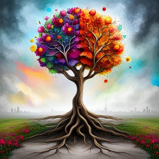 Vibrant Tree of Life in Splendid Graffiti Style