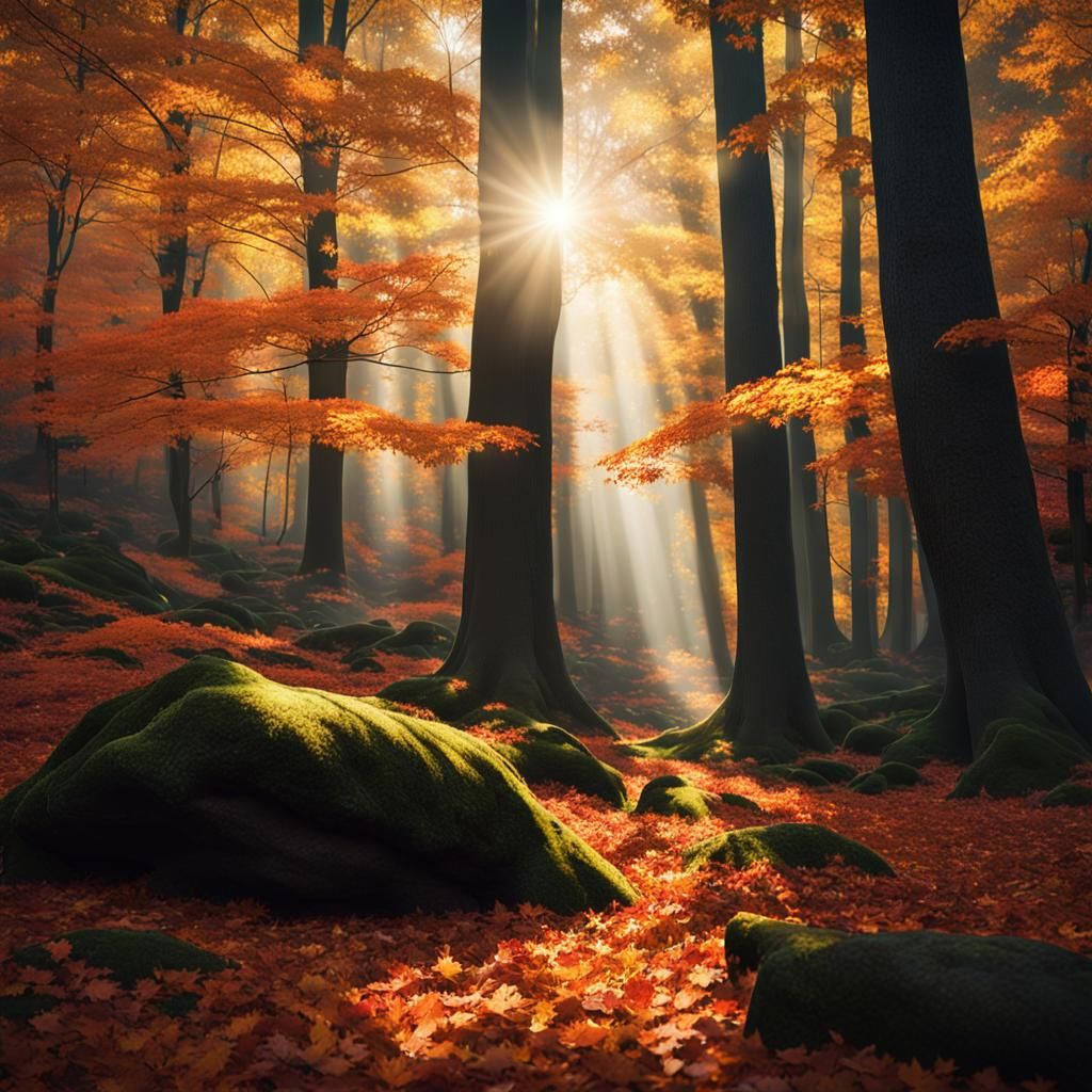 Vibrant Autumn Landscape in Hyper-Realistic Photography Styl...