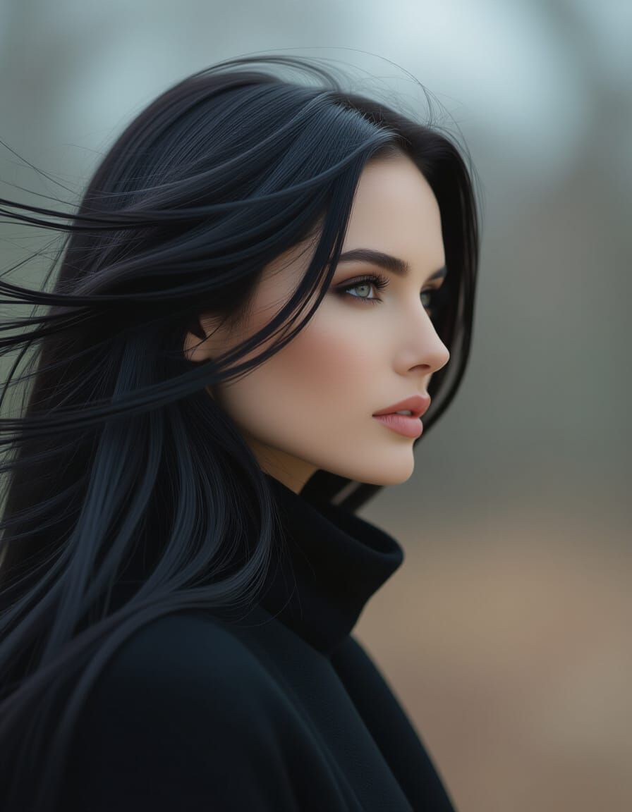 Enigmatic Crow-Woman Portrait in Realistic Style