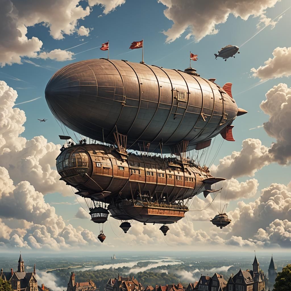 Gigantic Airship Soars Through a Brilliant Sky