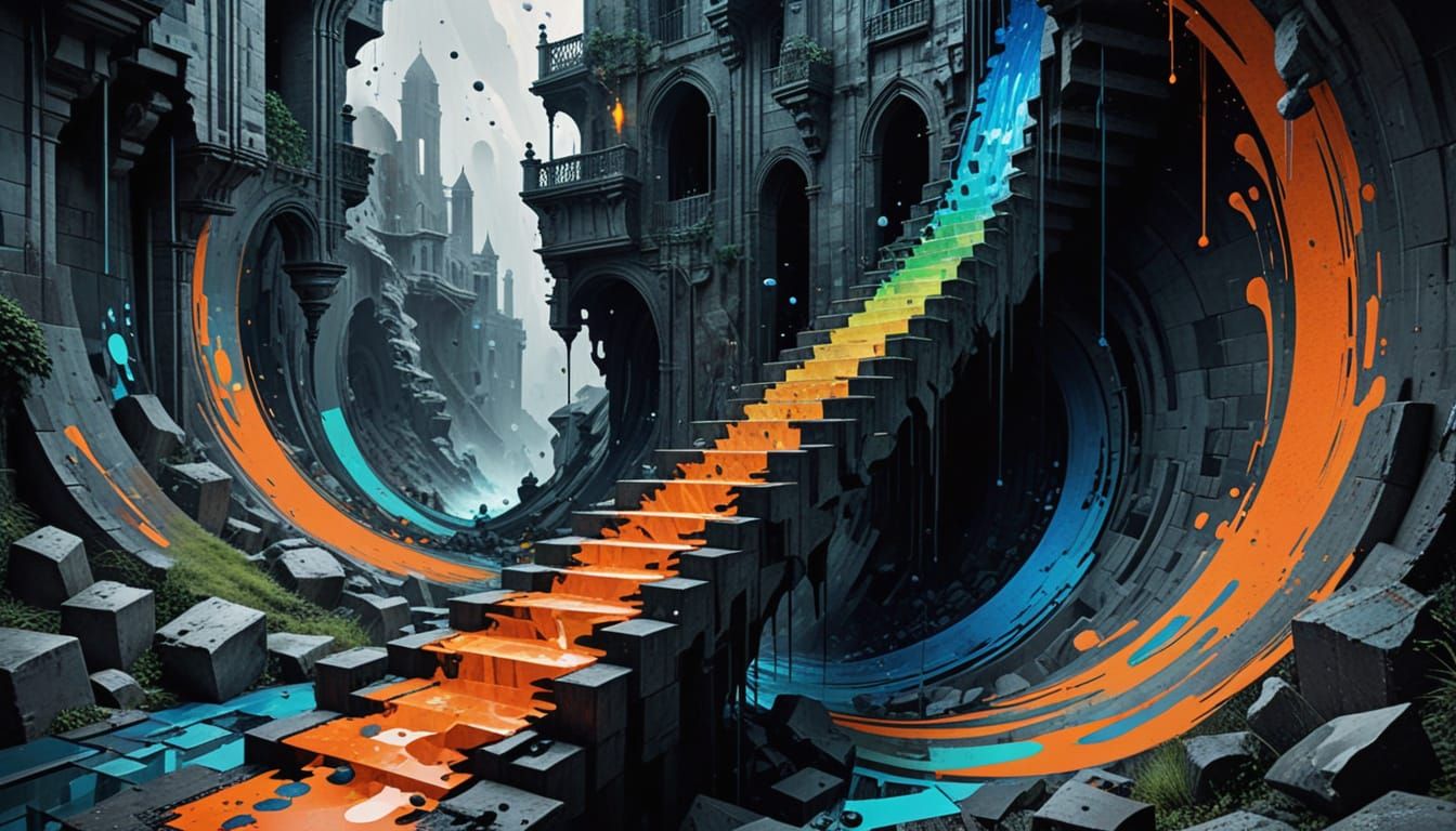 Surreal Glitch Art: Labyrinth of Light and Energy