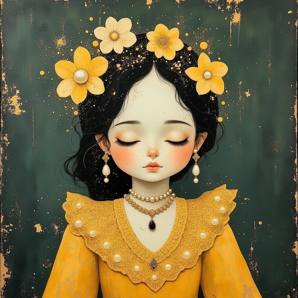 Baroque Porcelain Doll in Elegant 19th-Century Fashion