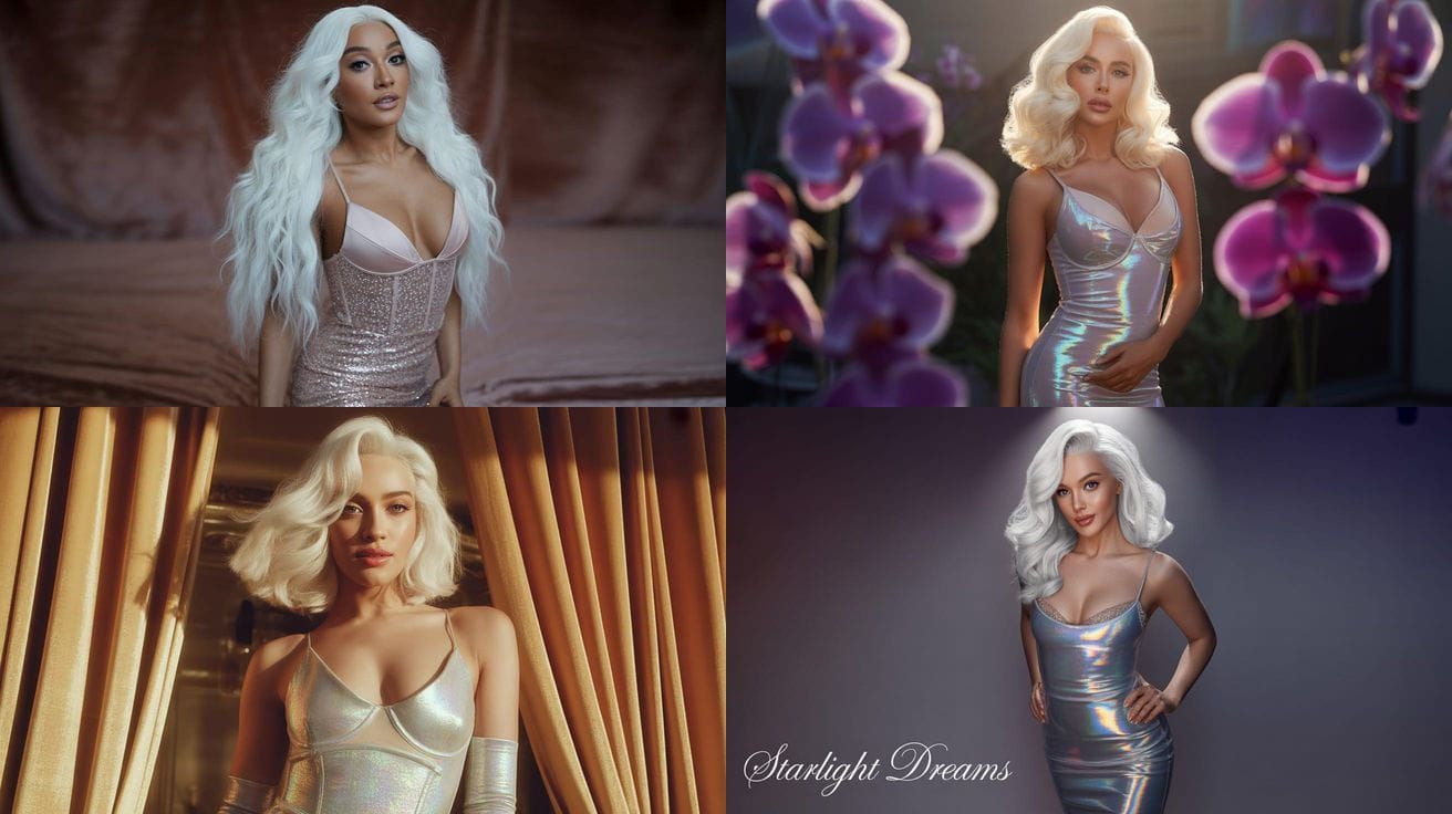 Woman in Sparkly Dress with Reflective Shimmer