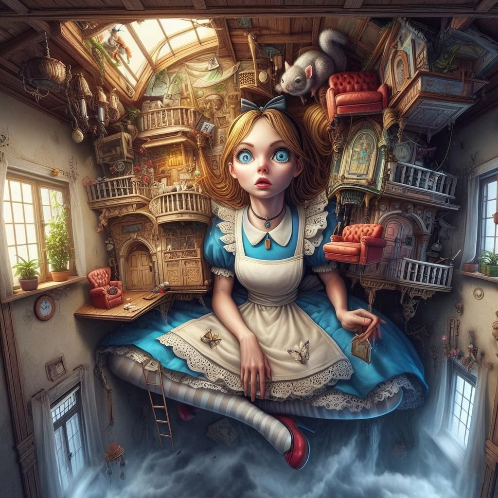 Giant Alice in Wonderland Trapped in Miniature Mansion with....
