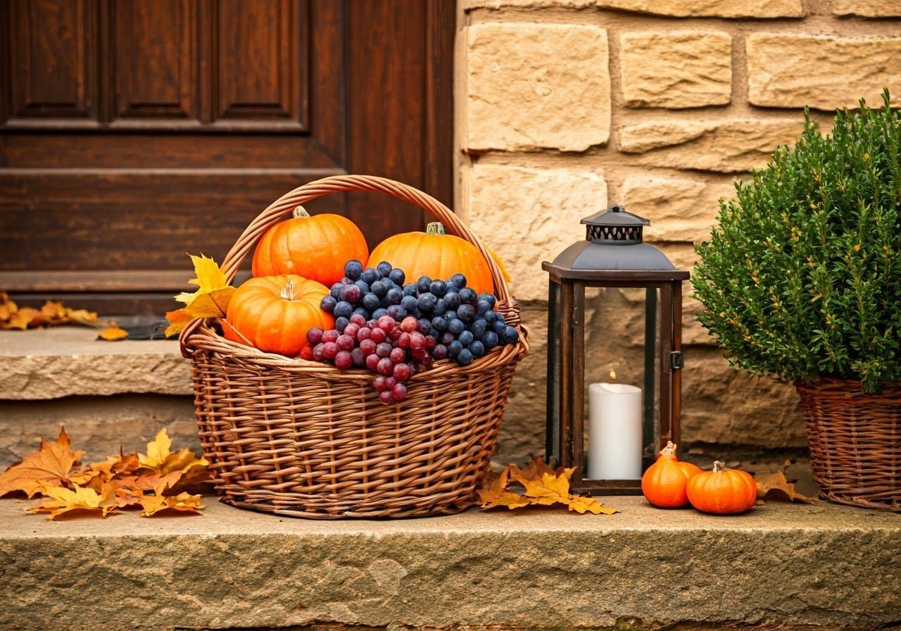 Autumn Basket in Warm Country Setting