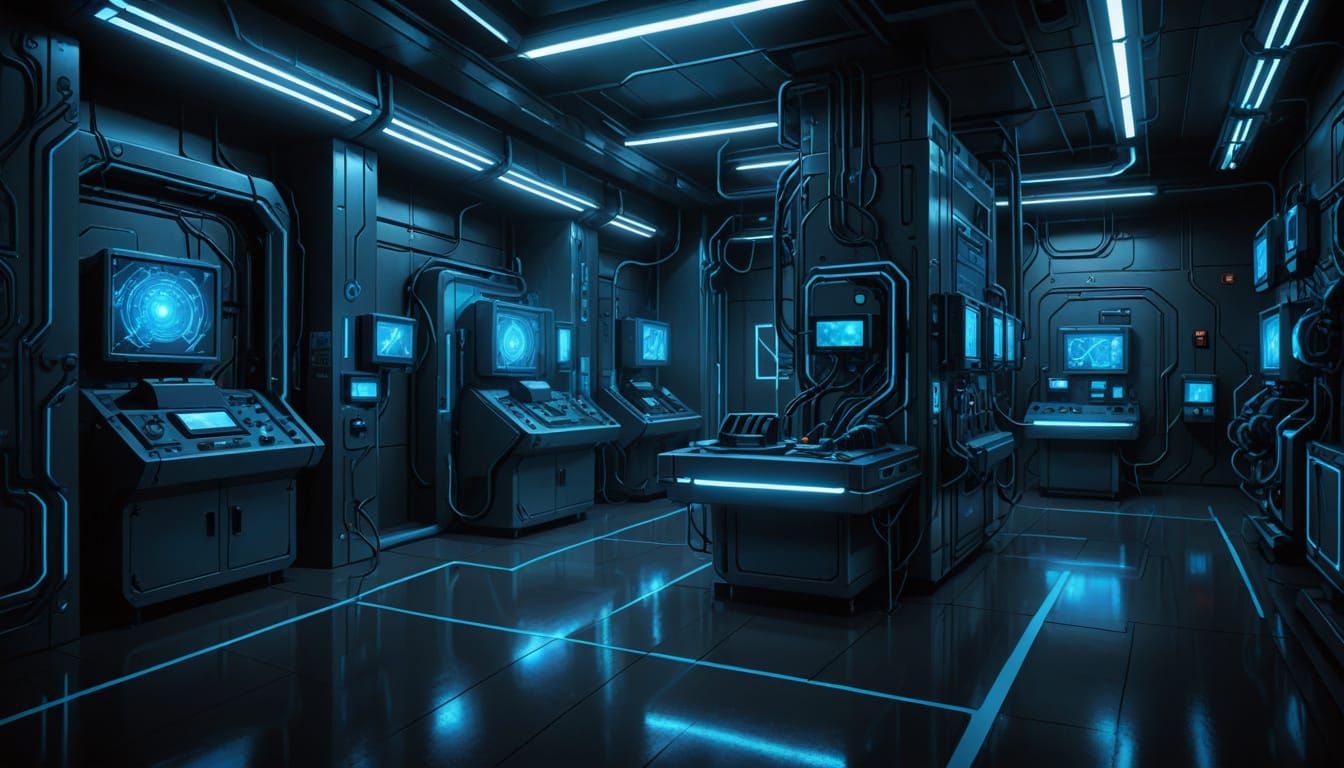 Futuristic Lab Enclosures in Digital Painting Style