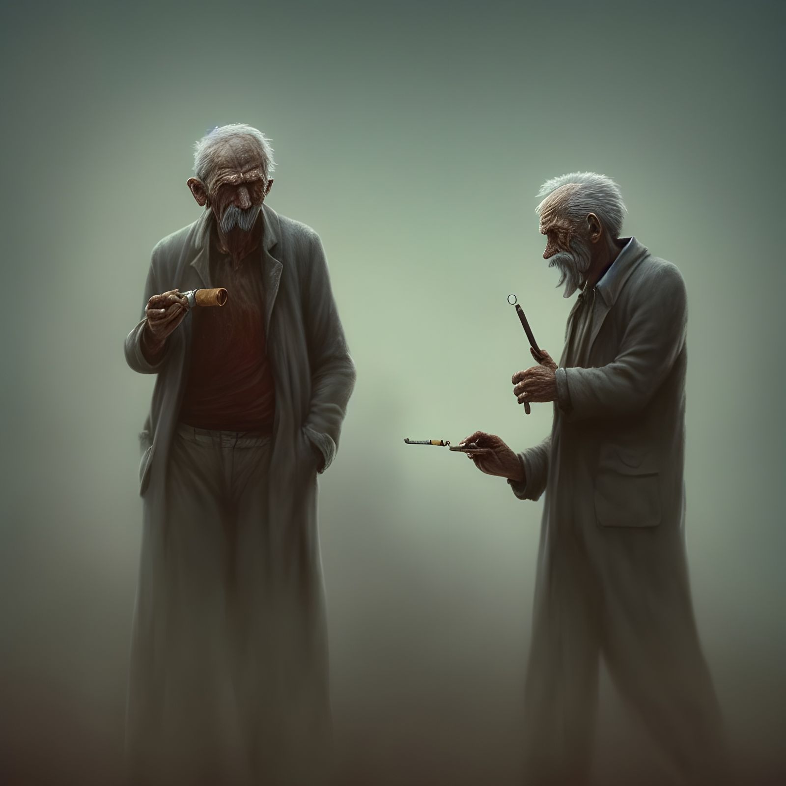"Old man smoking a pipe, William Faucher, Ash Thorpe, Greg R...
