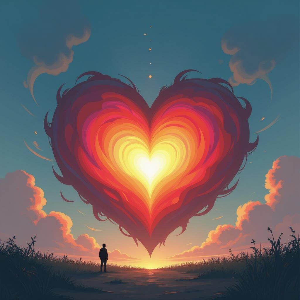 Radiant Heart with Swirling Patterns: Digital Art