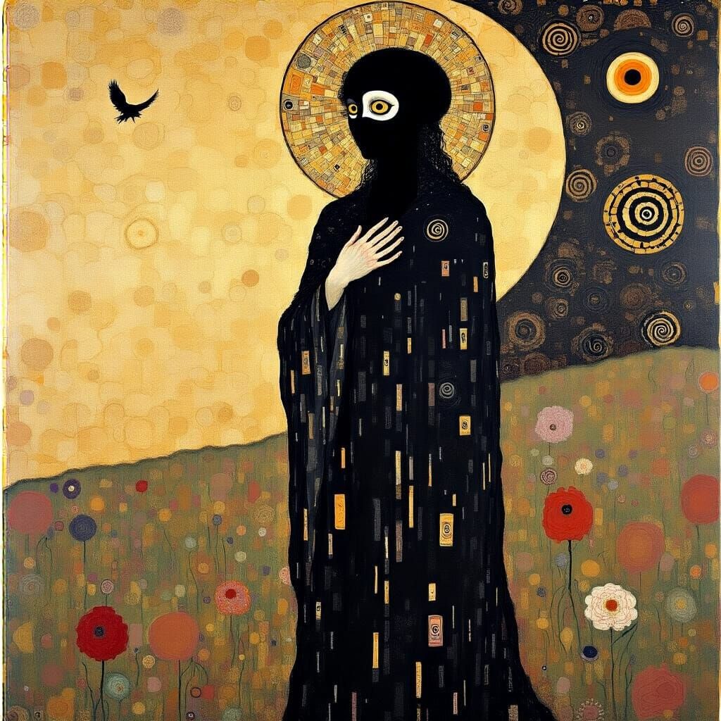 Grimdark Fantasy Landscape in Klimt Style