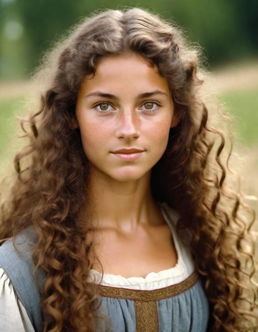 Medieval Young Woman in Natural Attire