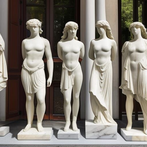 Multifaceted Marble Goddess of Life in Cardinal Positions