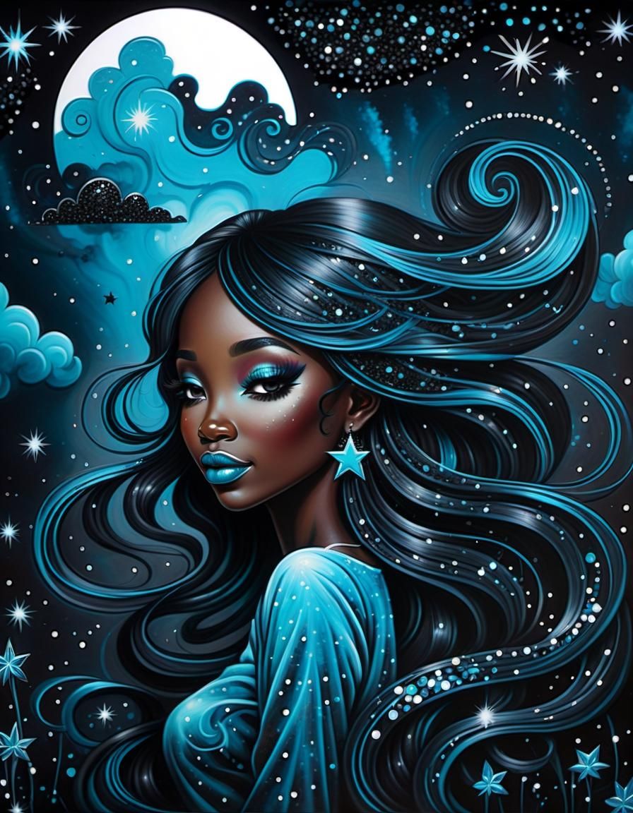 Diva in Vibrant Black Surrealism