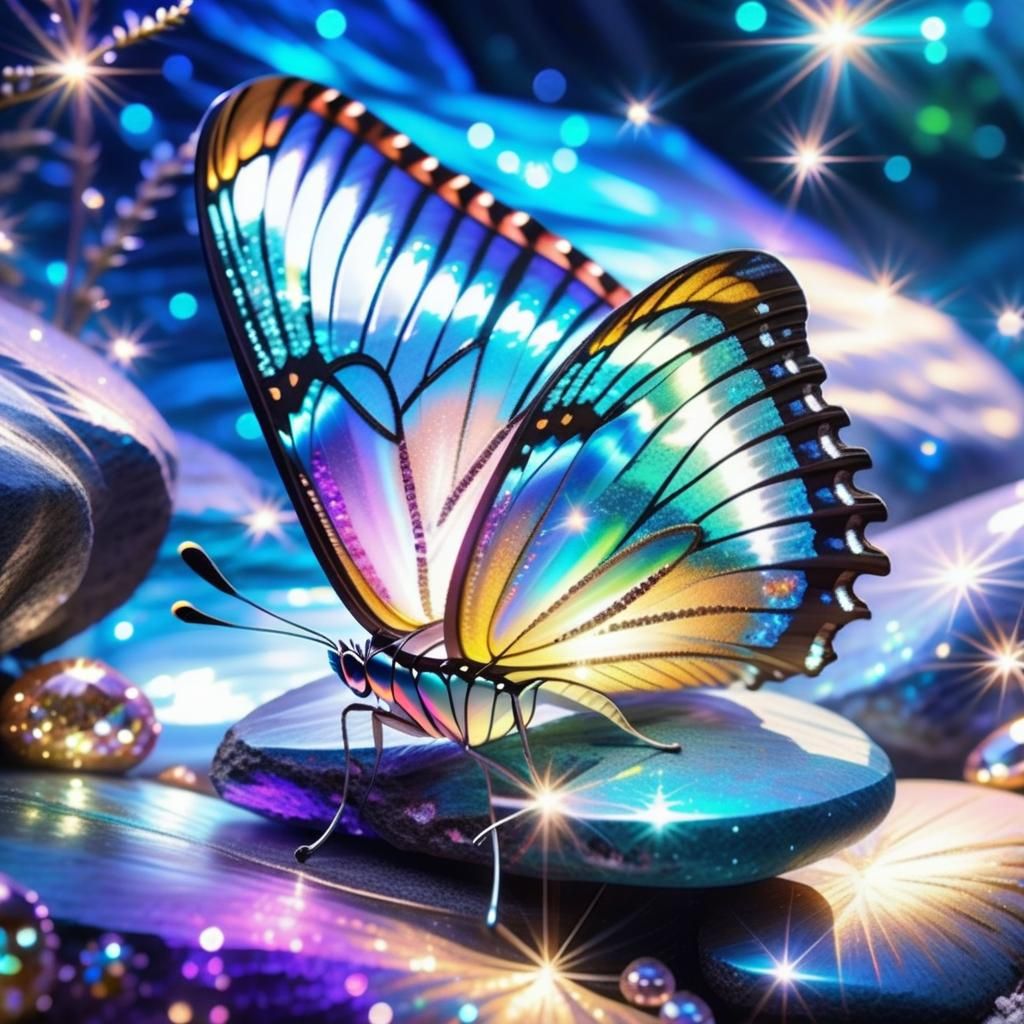 Iridescent Masterpiece: A Brilliant Butterfly in Resplendent...