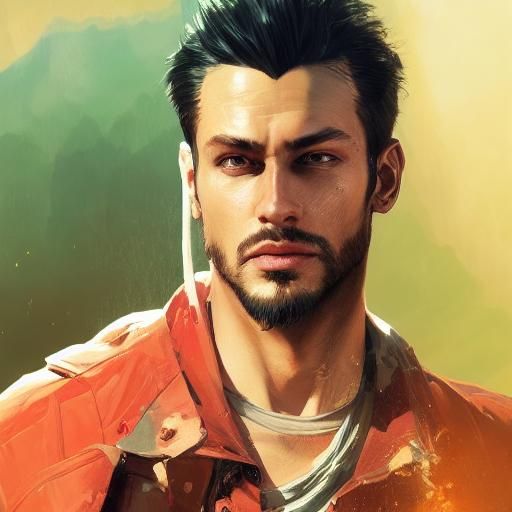 Seductive Gentleman Portrait in Triadic Colors