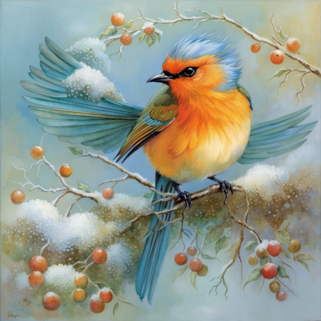 Enchanting Avian Goddess in Whimsical Fantasy Style