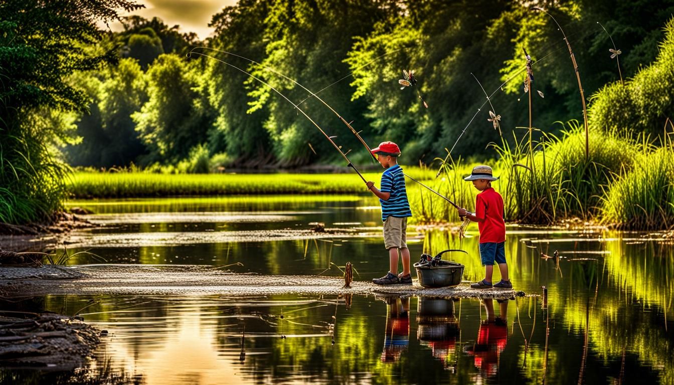 Father and Son Reel in Memories by the Creek