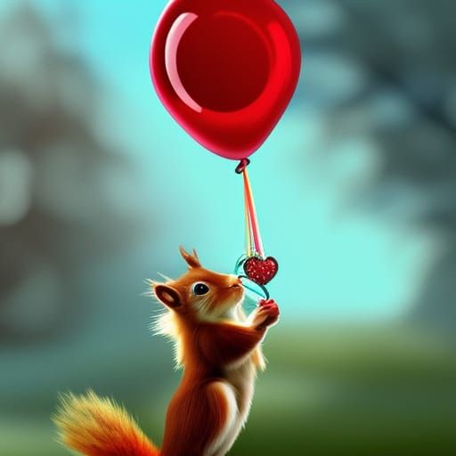 Squirrel And Balloon