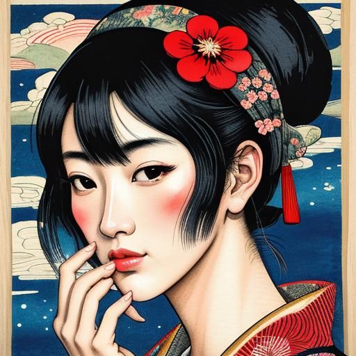 Romantic Japanese Masterpiece with Thick Brush Strokes