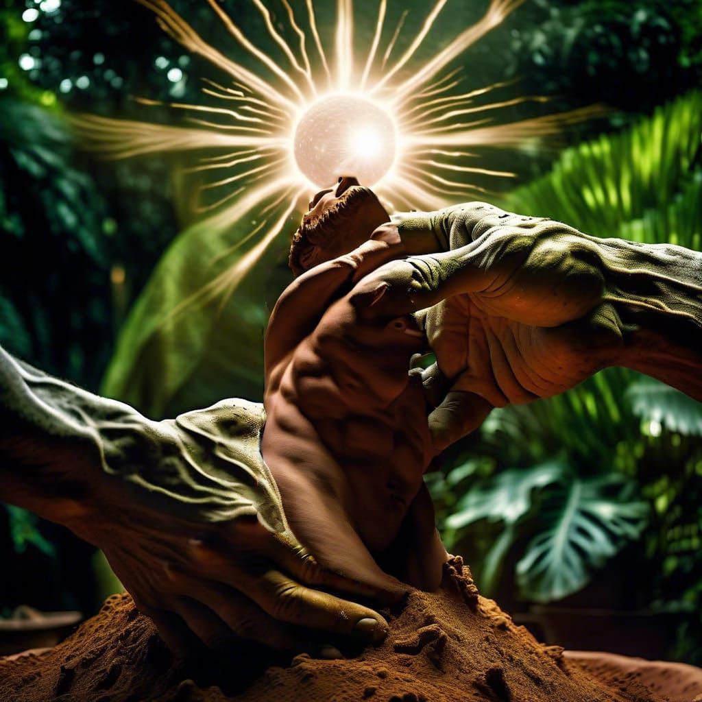 Biblical Adam Modelled in Brown Clay