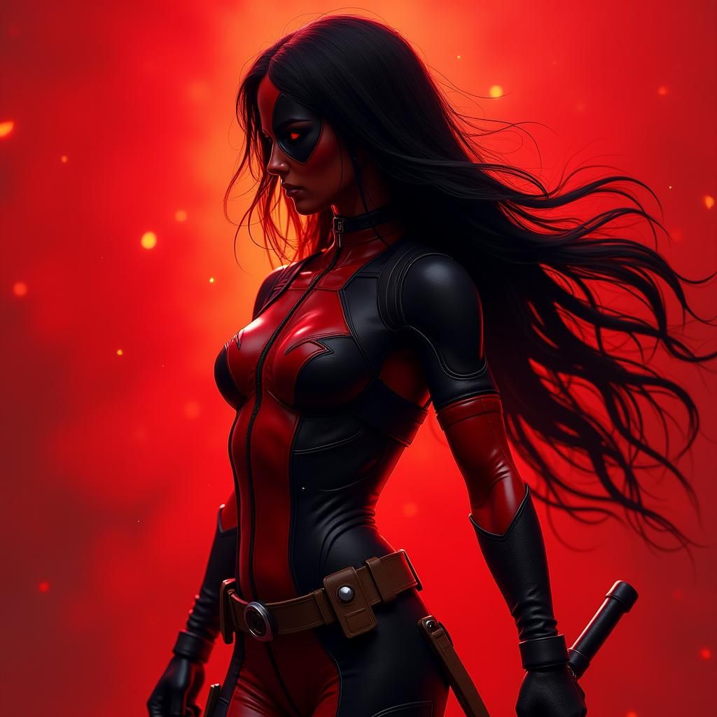 Lady Deadpool in Fiery Fantasy Portrait