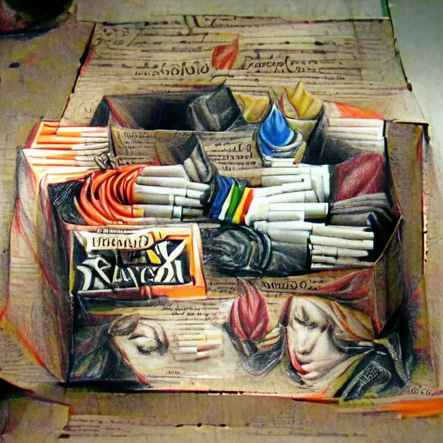 Renaissance-Style Charcoal Portrait of a Vibrant Cigarette P...