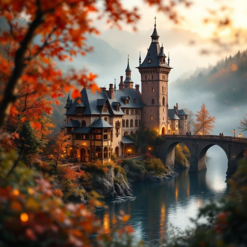 Miniature Burg Eltz Castle in Autumnal Light