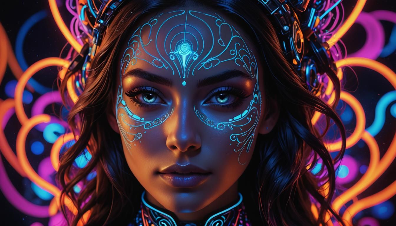 Hyperrealistic Portrait in Cyberpunk Neon Style