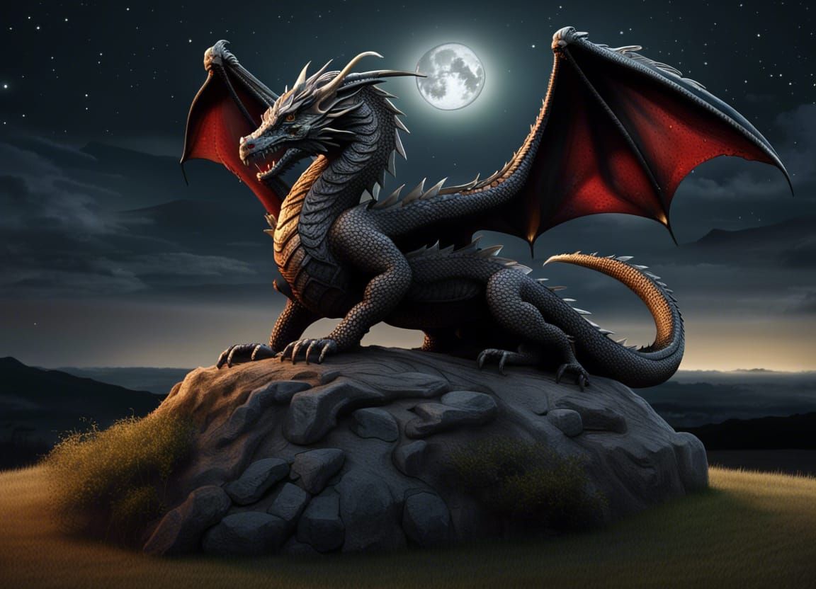 Majestic Welsh Dragon Guards Ancient Grave Mound