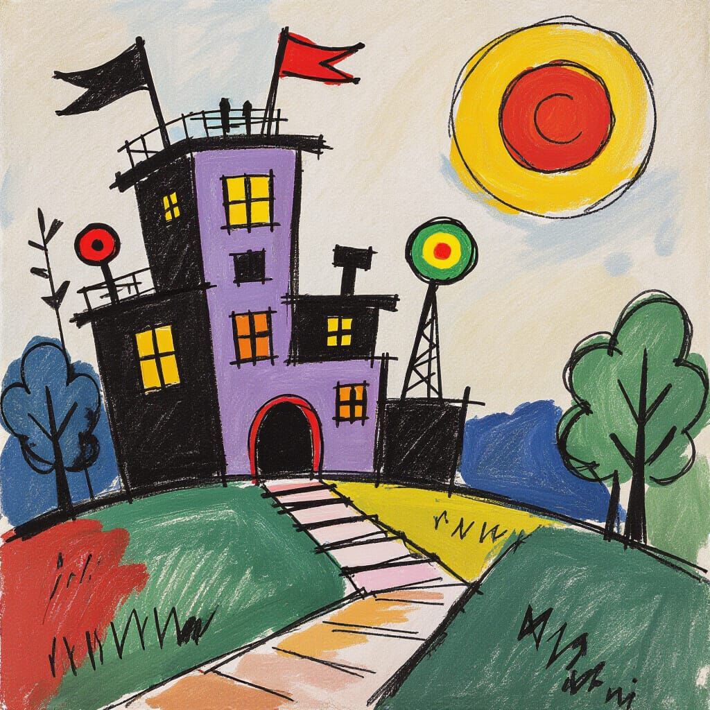 Supervillain Hideout in England, Rough Sketch Style