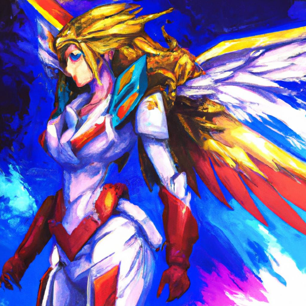 Surreal Goddess of Gundam Wing in a Cyberpunk Digital Art St...