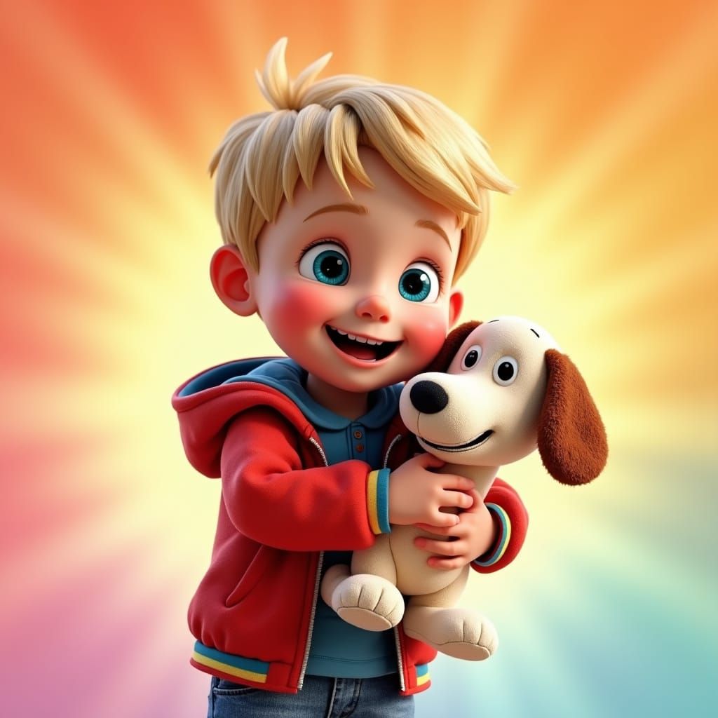 Adorable Boy Loves His Fuzzy Wiener Dog Friend