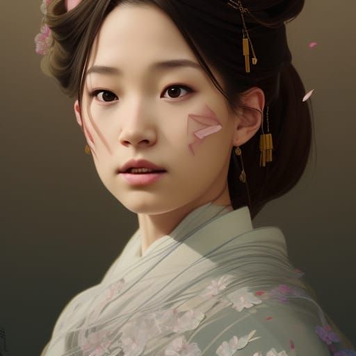 A seventeen princess wearing a japanese dress