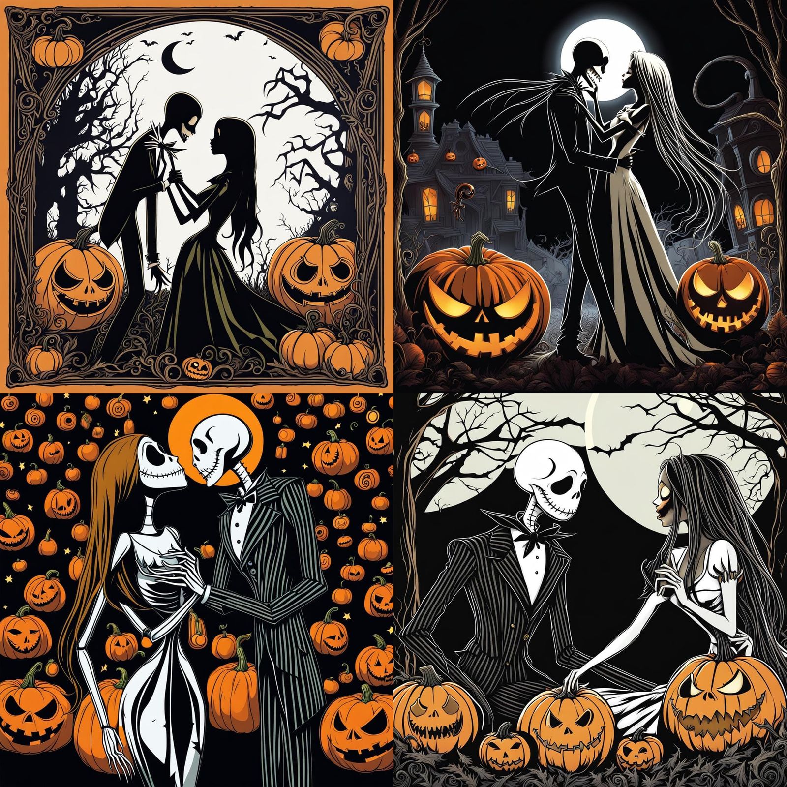 Romantic Nightmare Before Christmas Scene in Vibrant Hallowe...
