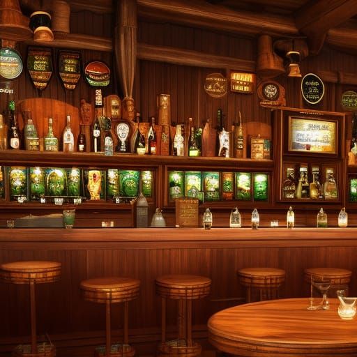 Whimsical Wooden Tavern in Deep Forest