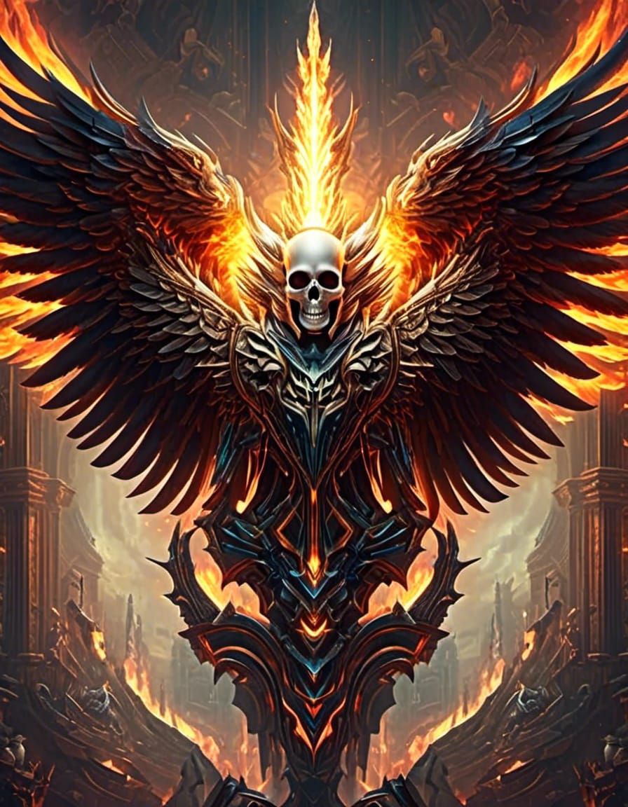 Gothic Phoenix Ascends Amidst Burning Wax in a Beautifully S...