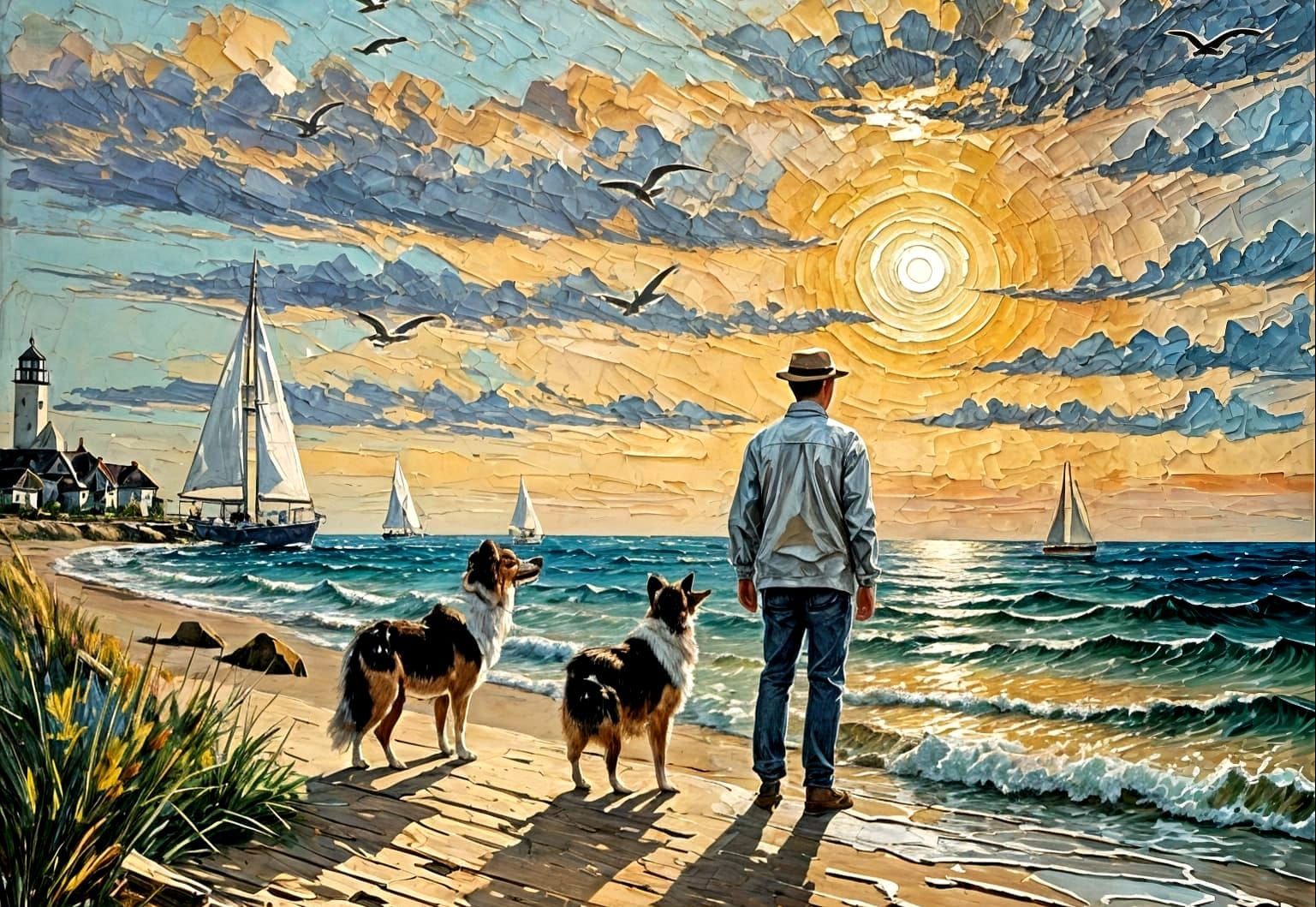 Impasto Beachscape in Sun-Set Style