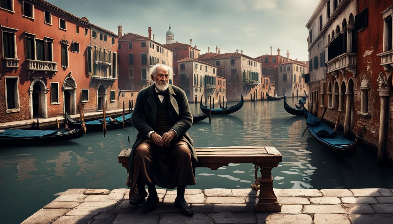 A Melancholic Gentleman in Fading Venice, in Fantasy Concept...