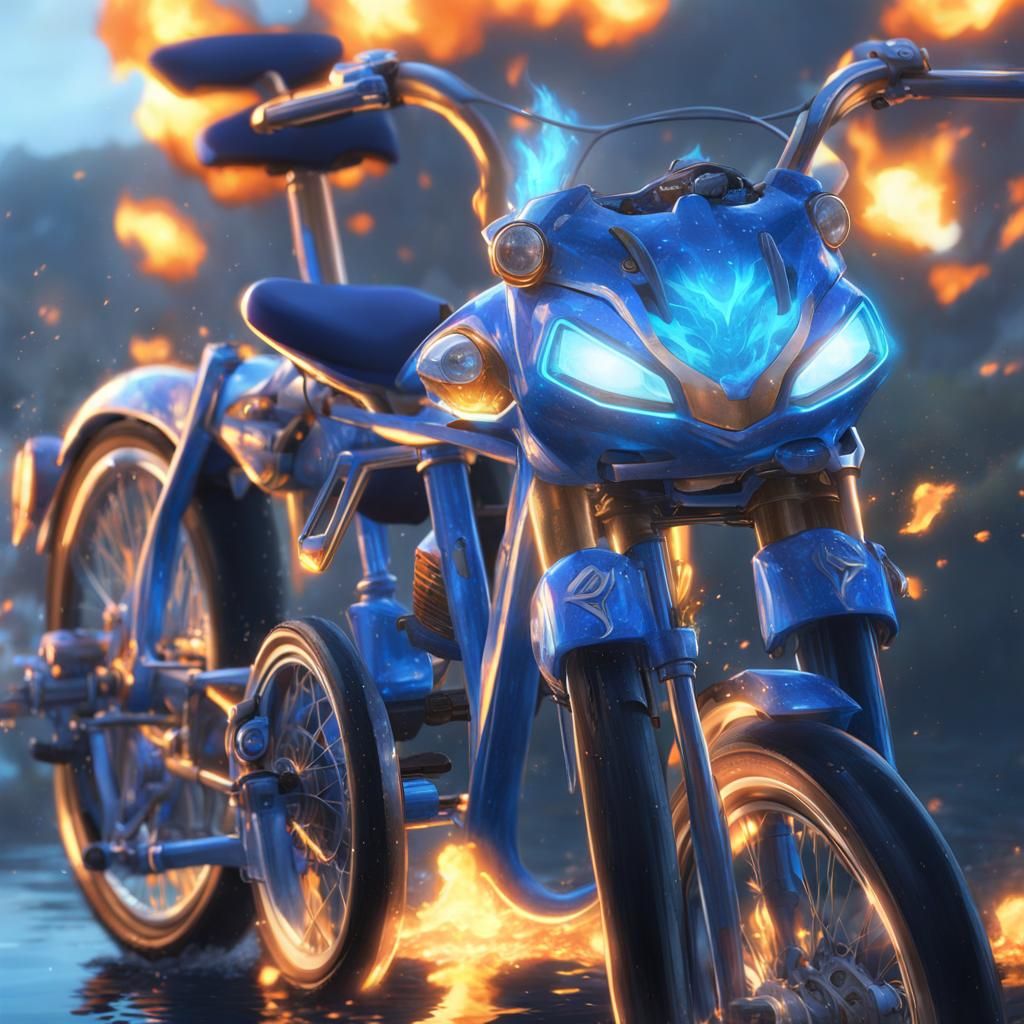 Ethereal Anime Cyclist Leaps with Idaten Jump Bikes Over a W...