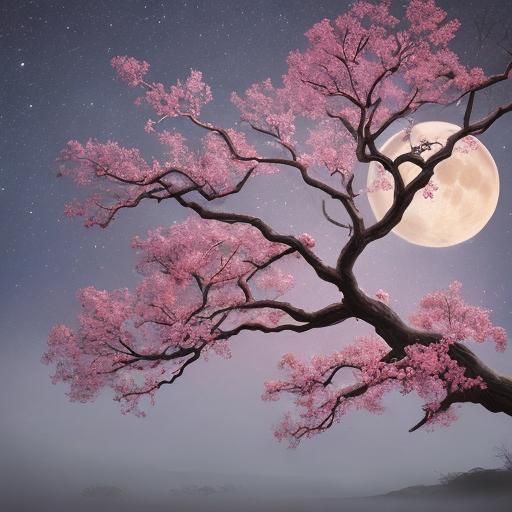 Fantastical Tree Under a Full Moon