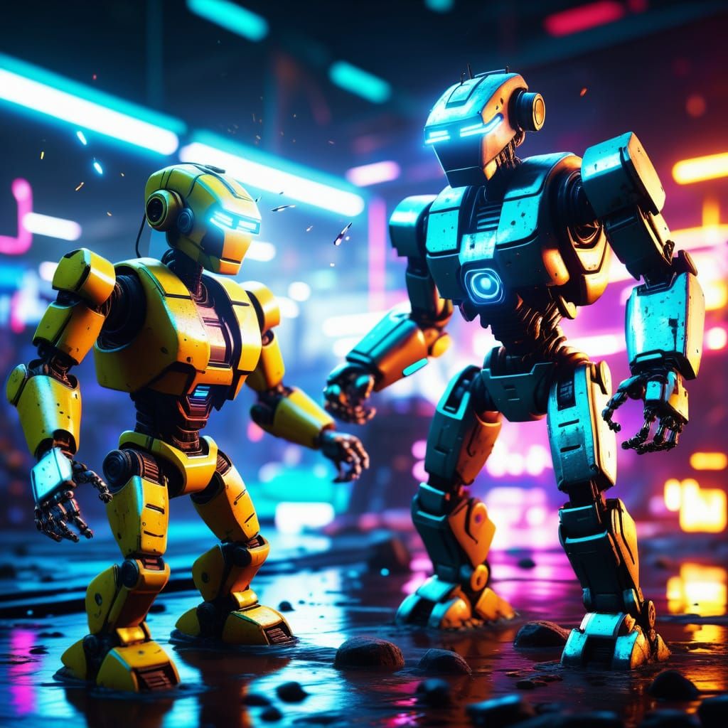 Robot Battle: CryEngine Concept Art in Splash Art Style