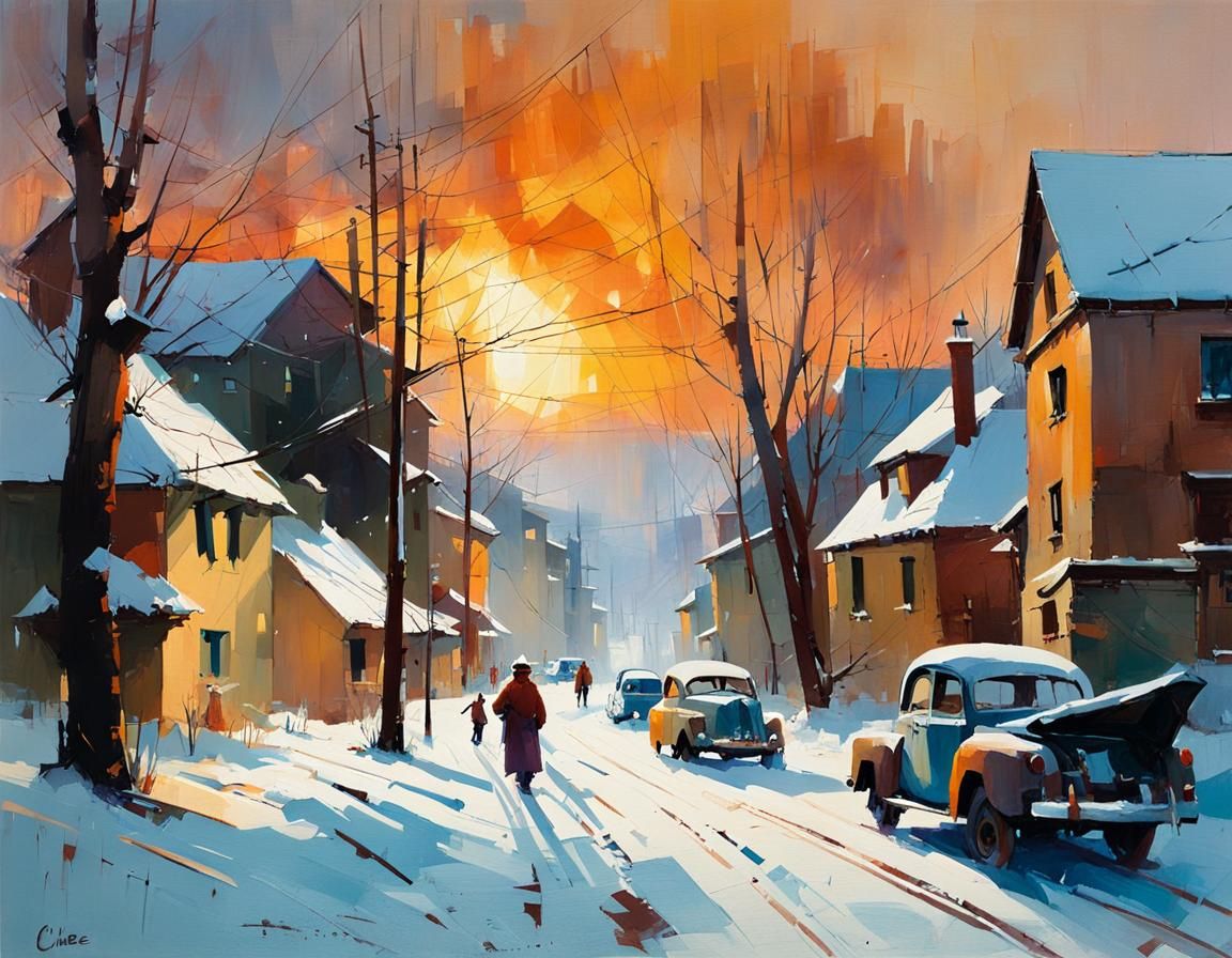 Morning After a Snowstorm in Vibrant Expressionist Style