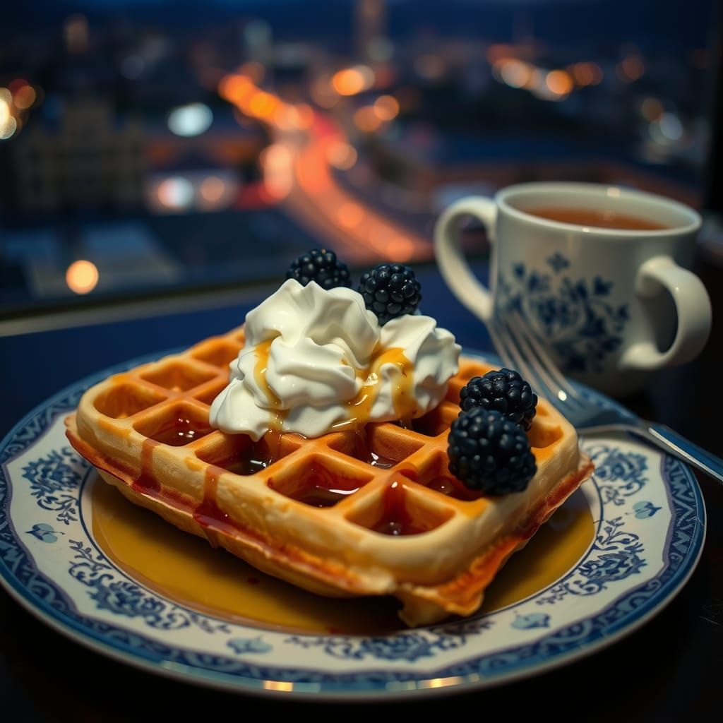 Stunning Nighttime Waffle in Cinematic Style