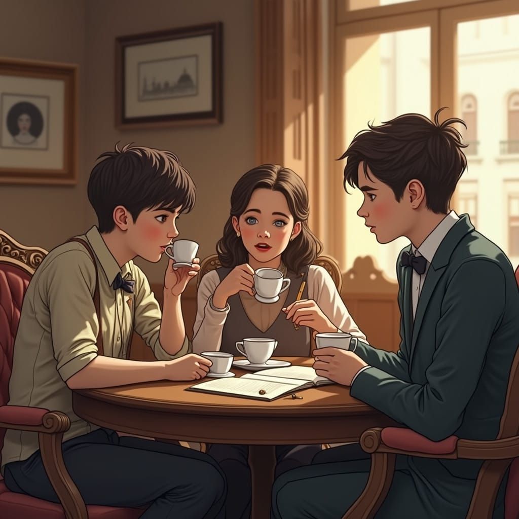 Lively Discussion in a Traditional Viennese Coffeehouse