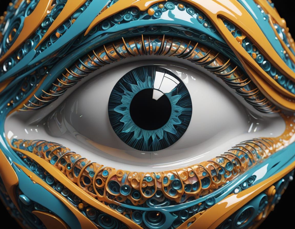 Hyperrealistic splash art: Close-up of a transparent, abstra...