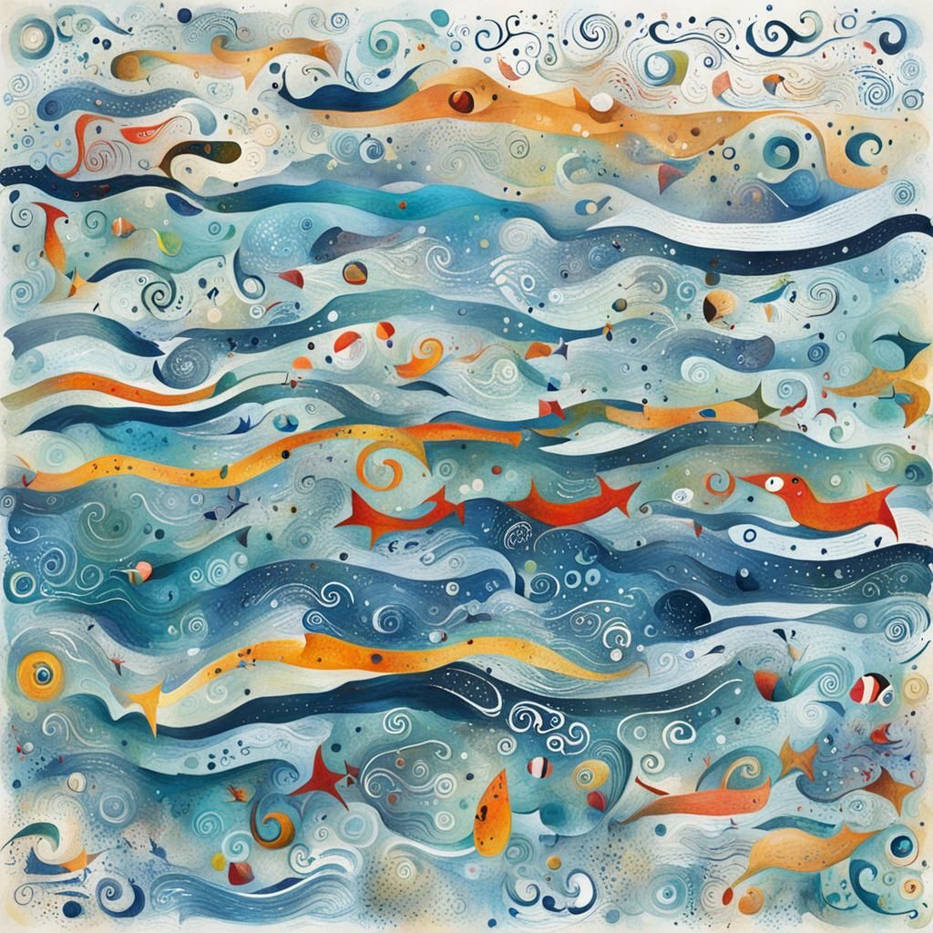 Whimsical Symbolic Ocean in Asemic Typography