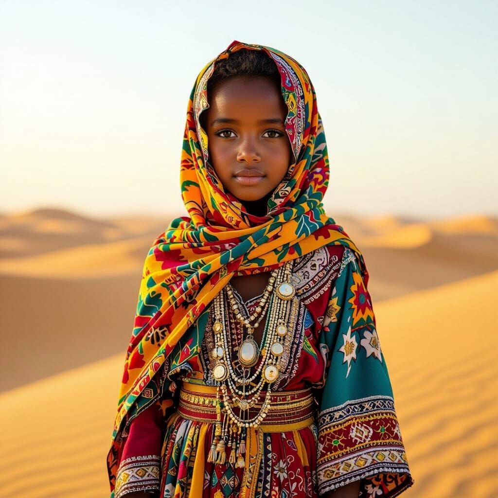 Sudanese Girl in Traditional Dress: African-Arabic Art